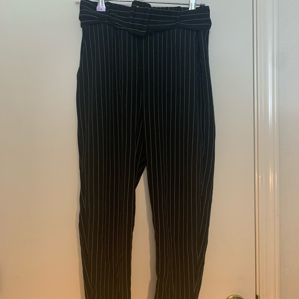 BooHoo Pinstriped Tapered Trousers